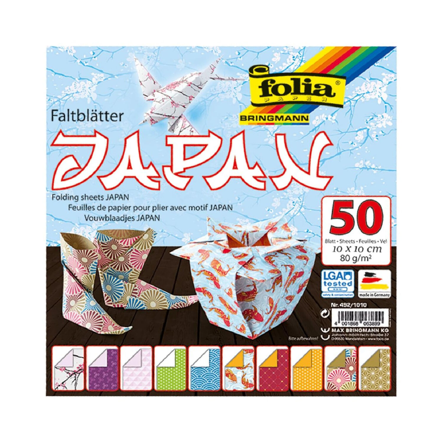 Faltbl�tter Japan, 50 Blatt, 10 x 10 cm