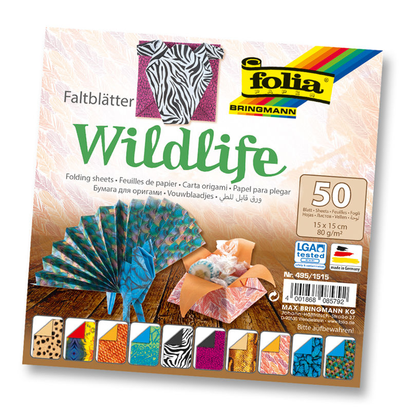 Faltbl�tter WILDLIFE, 50 Blatt, 15 x 15 cm