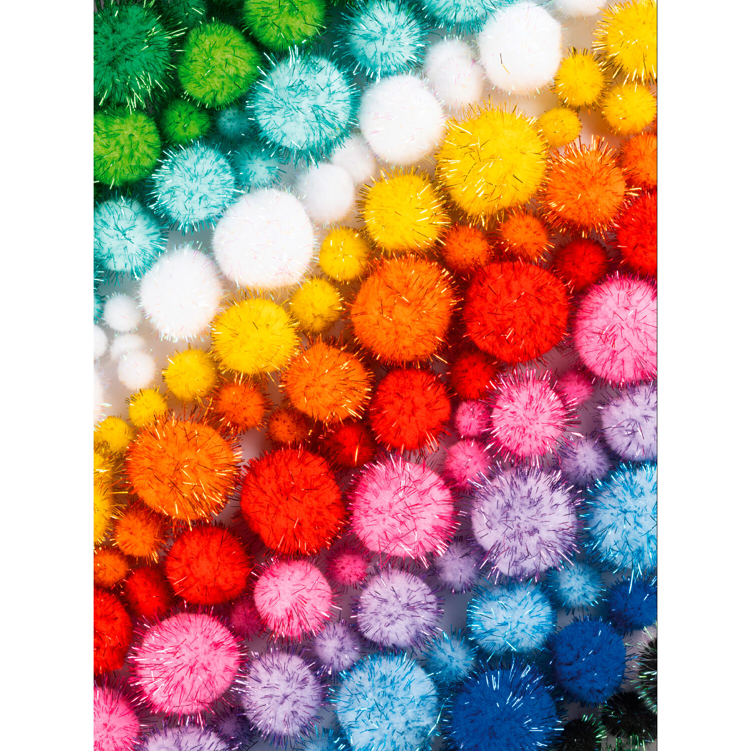 Pompons Mix Box Jumbo Glitter, 300g, ca. 730 St�ck, � 1,5-4cm, farbig sortiert Bild 4