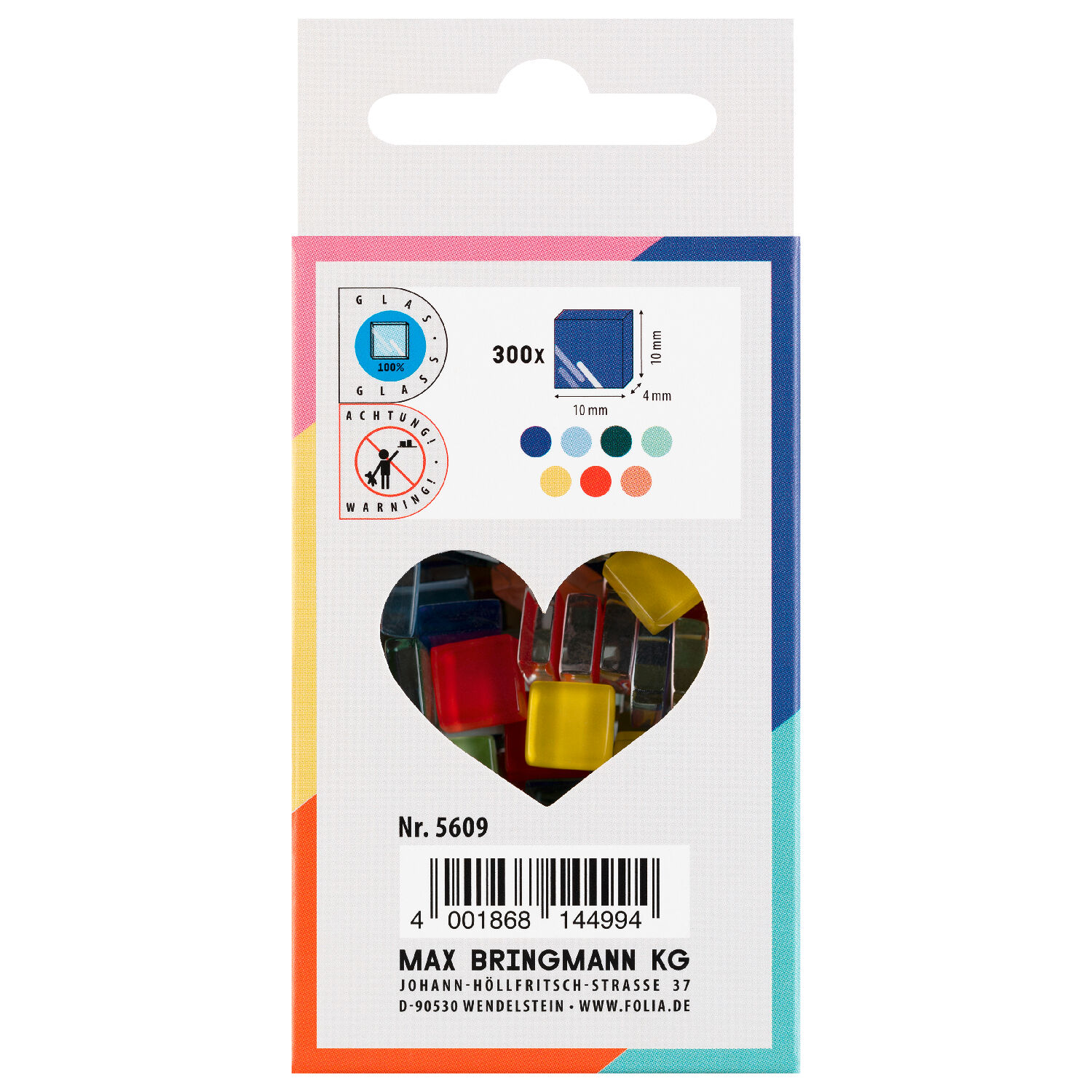 Mosaik-Glassteine Basic, 10x10mm, 300 St�ck, ca. 240g, farbig sortiert Bild 2