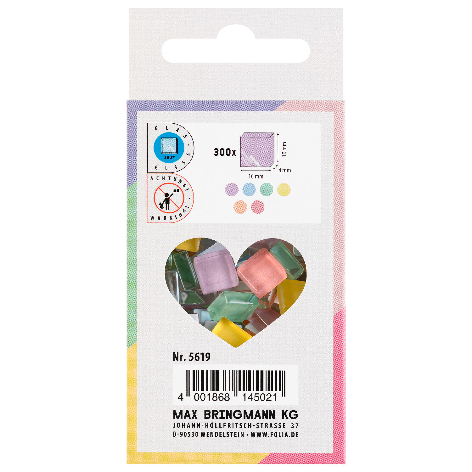 Mosaik-Glassteine Pastell, 10x10mm, 300 St�ck, ca. 240g, farbig sortiert Bild 2