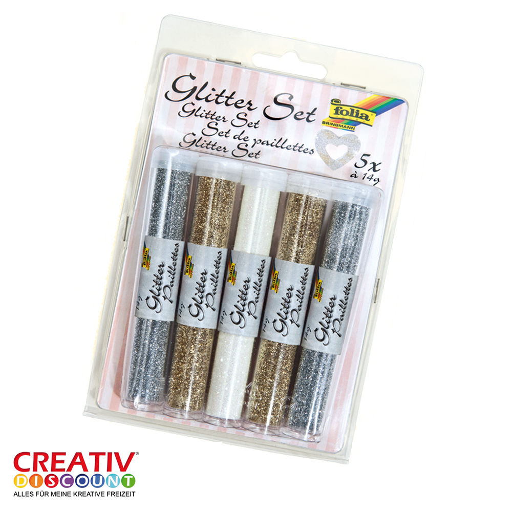 Glitterpulver-Set, silber-gold, 5 Tuben � 14g