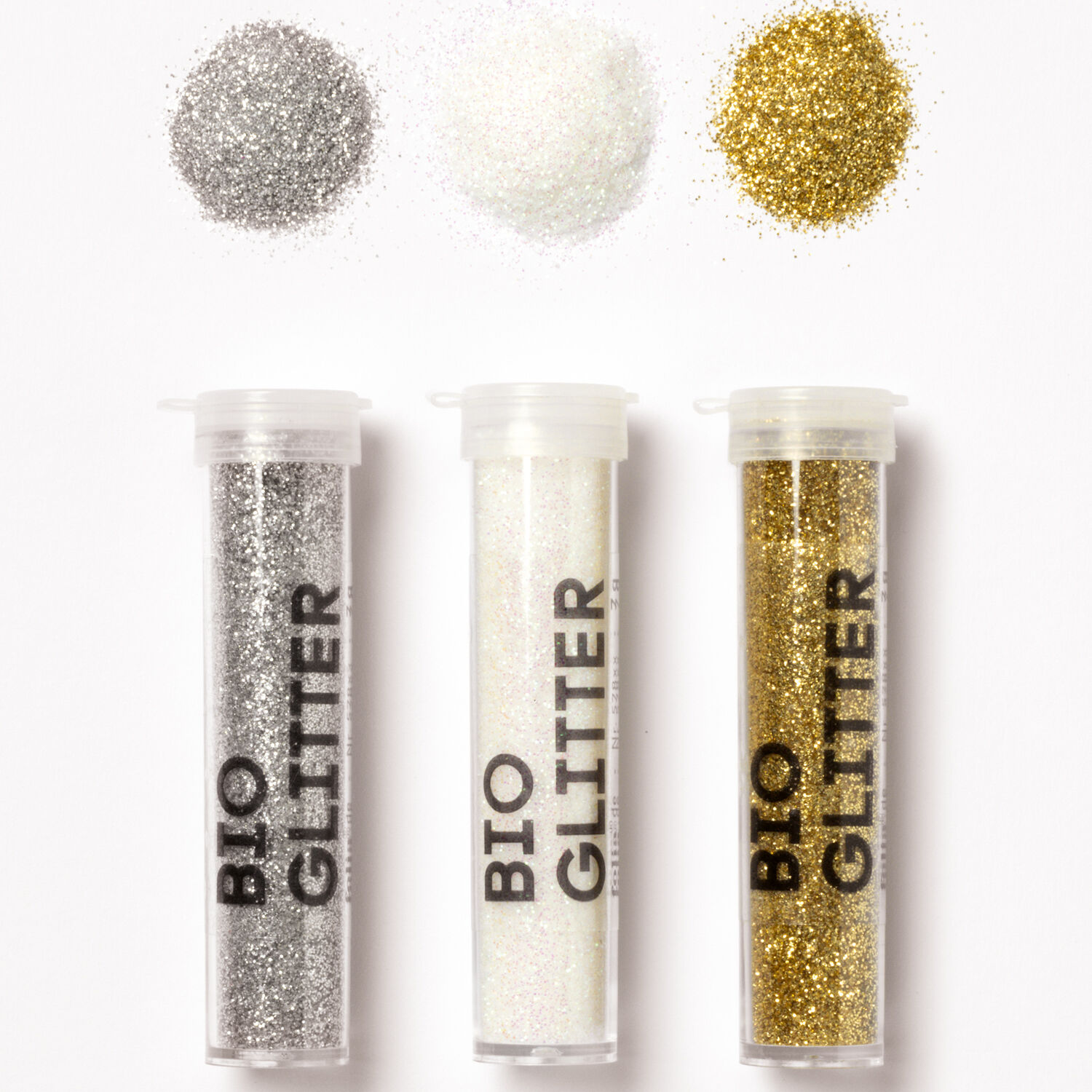 NEU Organic Bio Glitter Mix Stardust, 5x 7g, 2x gold, 2x silber, 1x wei� irisierend Bild 3
