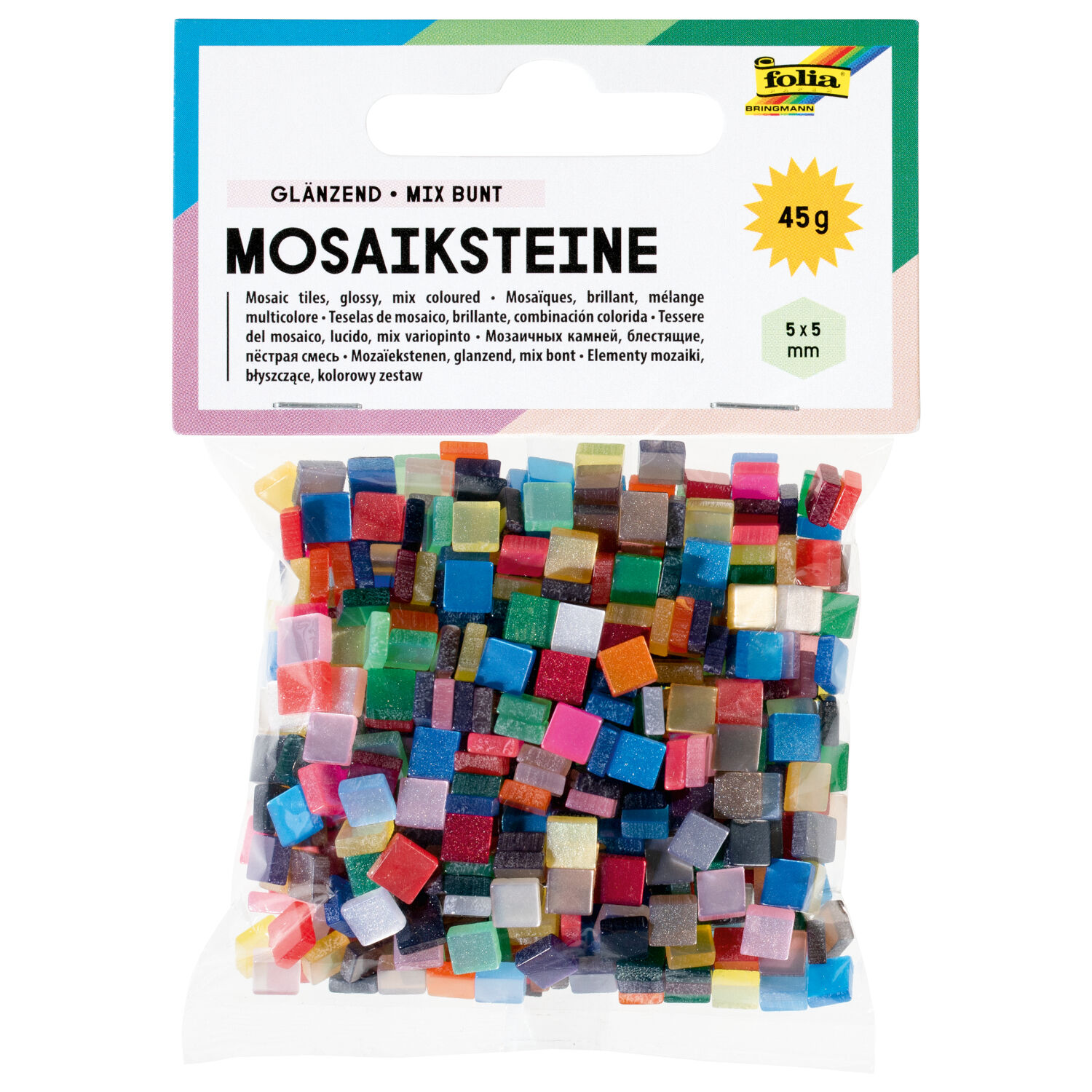Mosaik Kunstharz Gl�nzend 5x5mm 45g sortiert