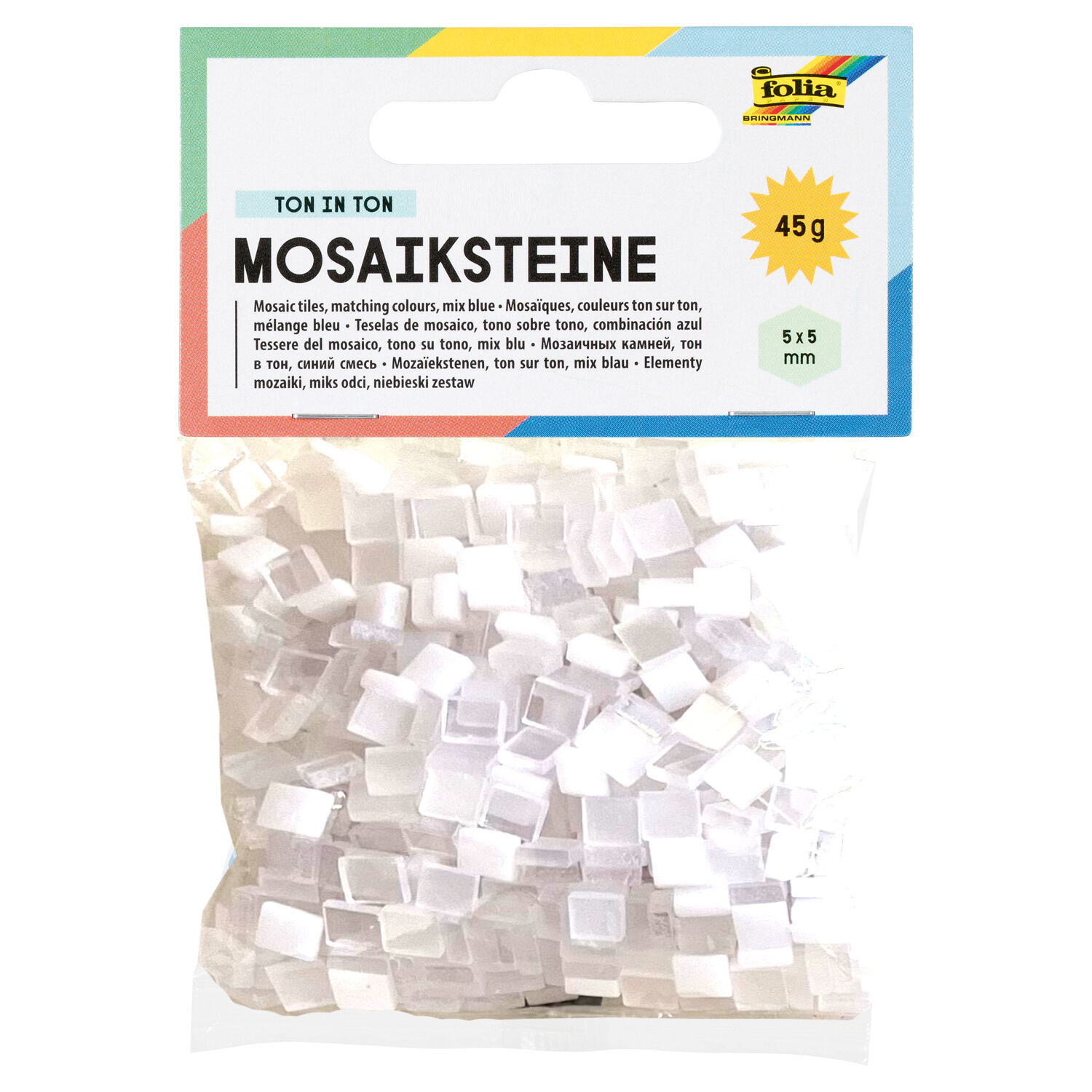 NEU Kunstharz Mosaiksteine Ton-in-Ton-Mix, 45g, 5x5mm, 700 St�ck, Wei�