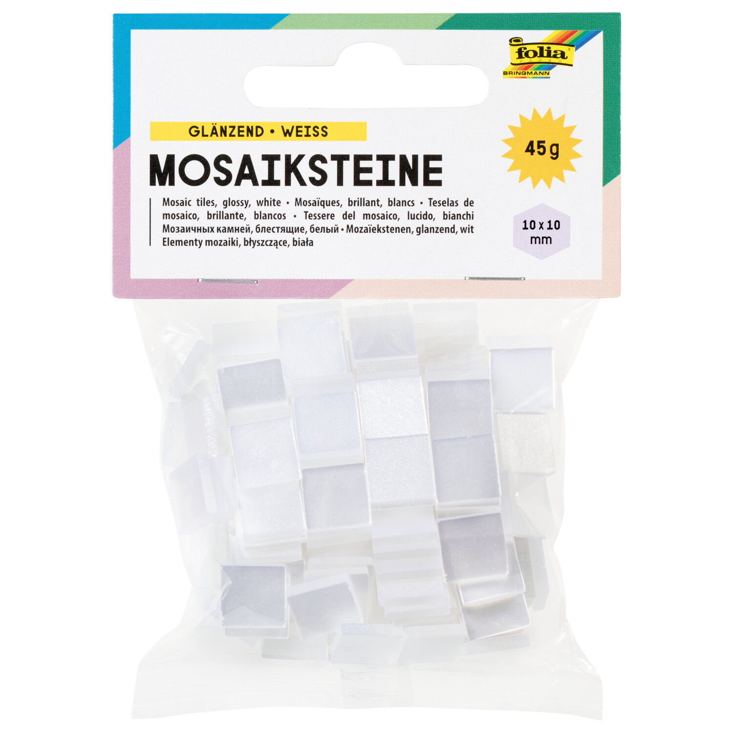 Mosaik Kunstharz Ton in Ton Mix 10x10mm, wei�