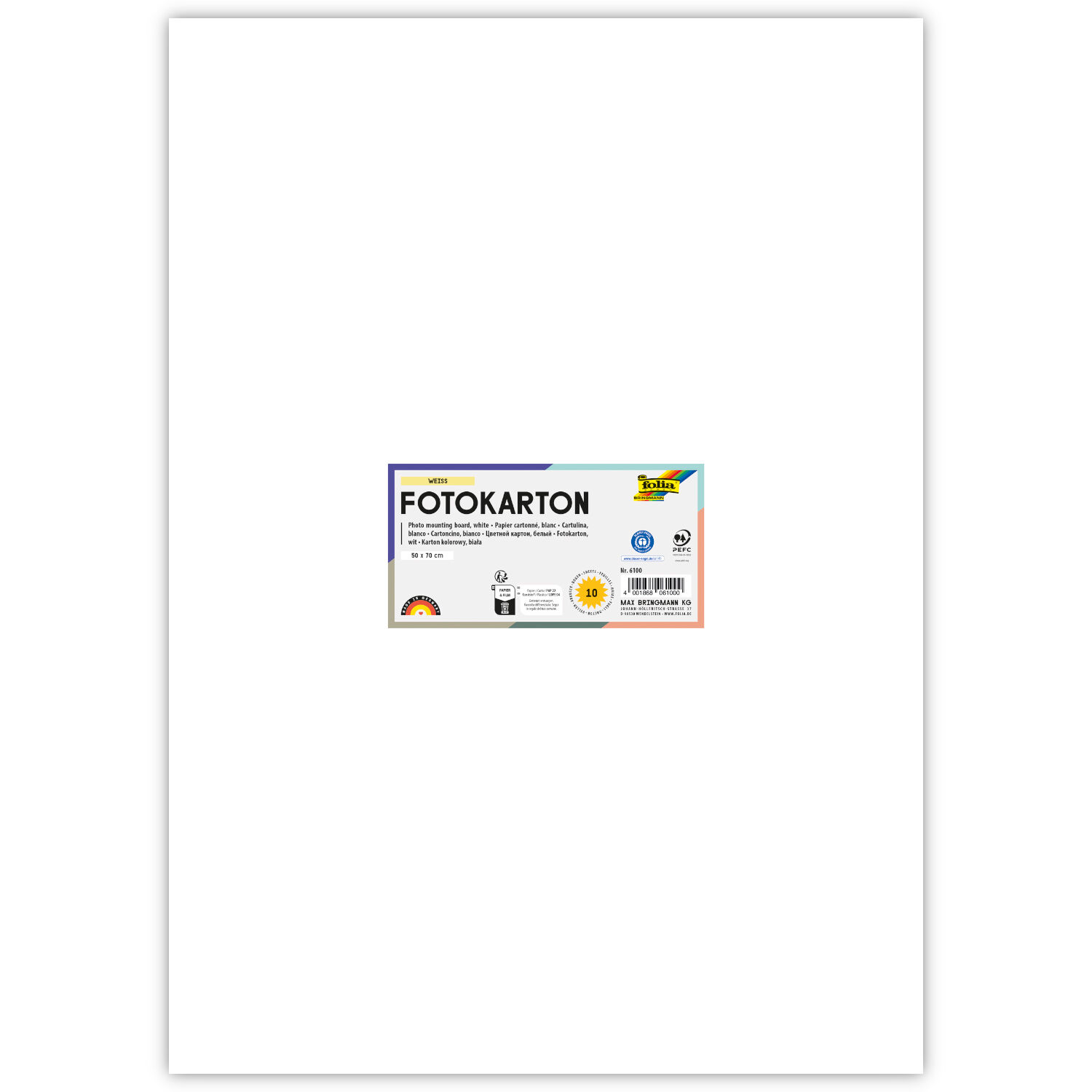 Fotokarton 300g/qm 50x70 cm, Wei�, 1 Bogen