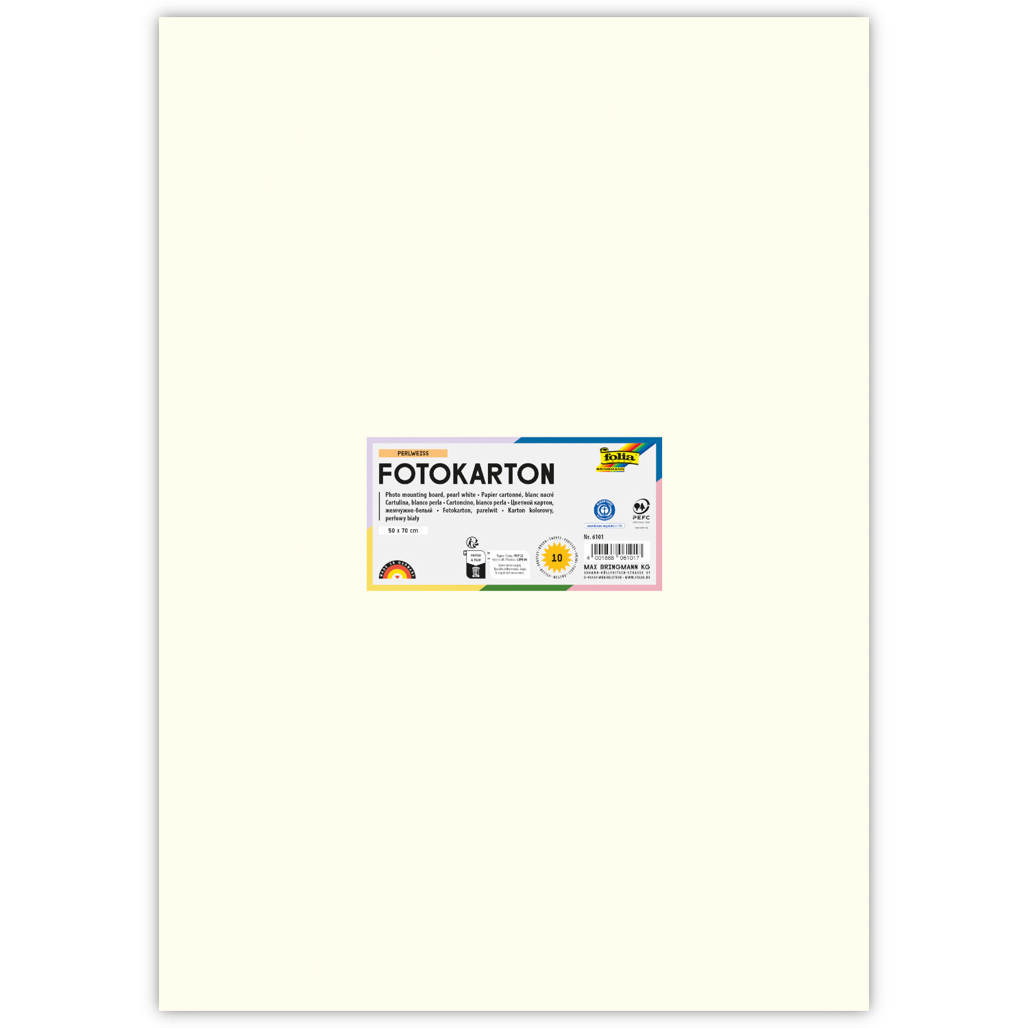 Fotokarton 10 Bogen, 300 g/qm, 50x70 cm, Perlwei�