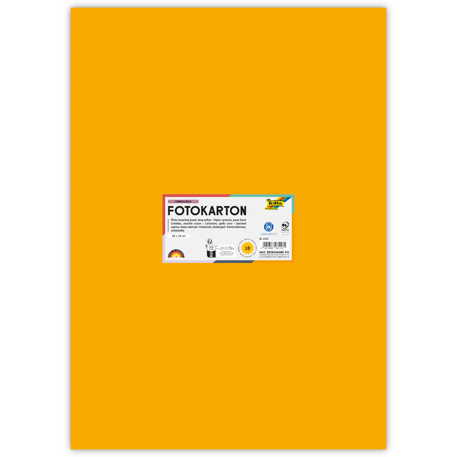 Fotokarton 300g/qm 50x70 cm, Dunkel-Gelb, 1 Bogen