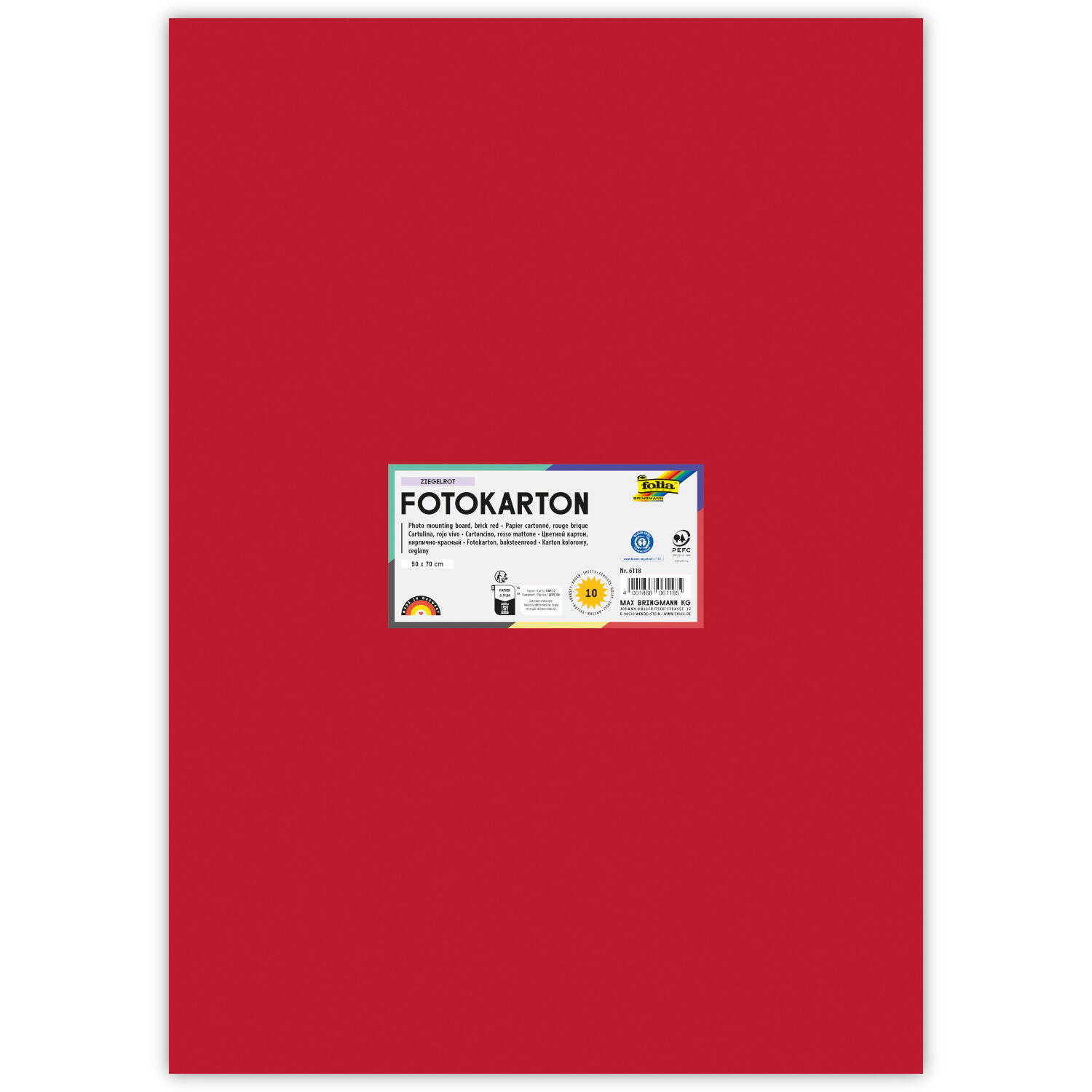 Fotokarton 10 Bogen, 300 g/qm, 50x70 cm, Ziegelrot