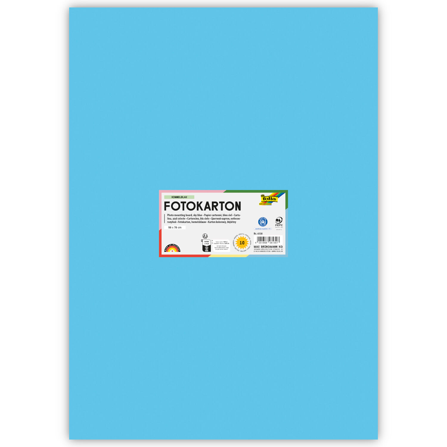 Fotokarton 10 Bogen, 300 g/qm, 50x70 cm, Himmelblau
