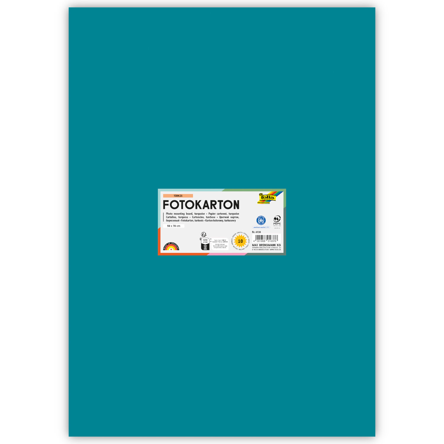 Fotokarton 10 Bogen, 300 g/qm, 50x70 cm, T�rkis