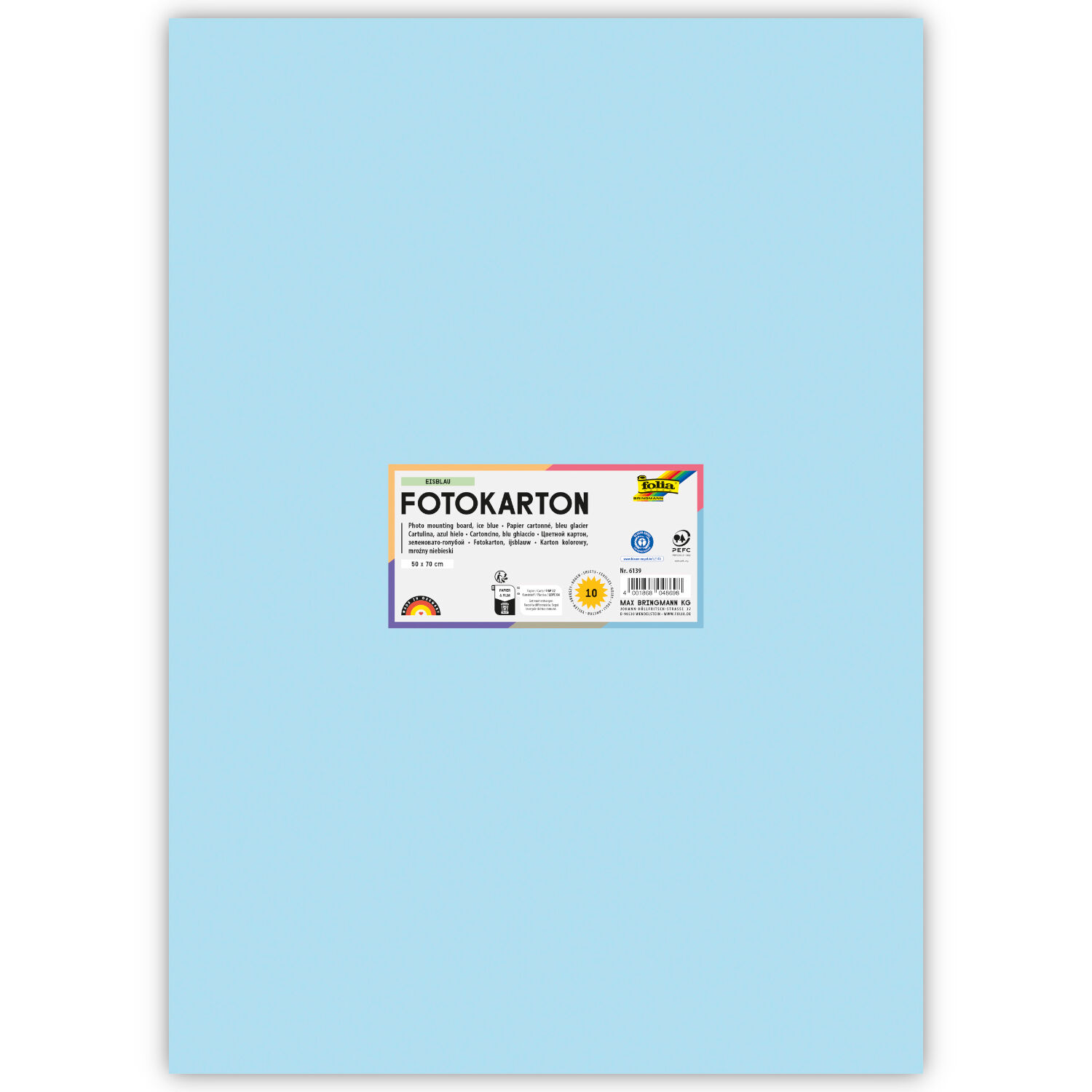 Fotokarton 10 Bogen, 300 g/qm, 50x70 cm, Eisblau
