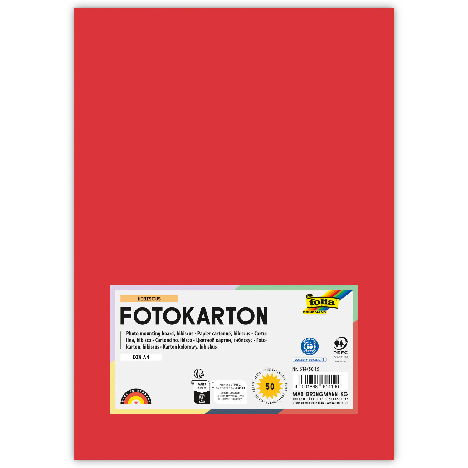 Fotokarton, 50 Bogen, 300 g/qm, DIN A4, Hibiscus