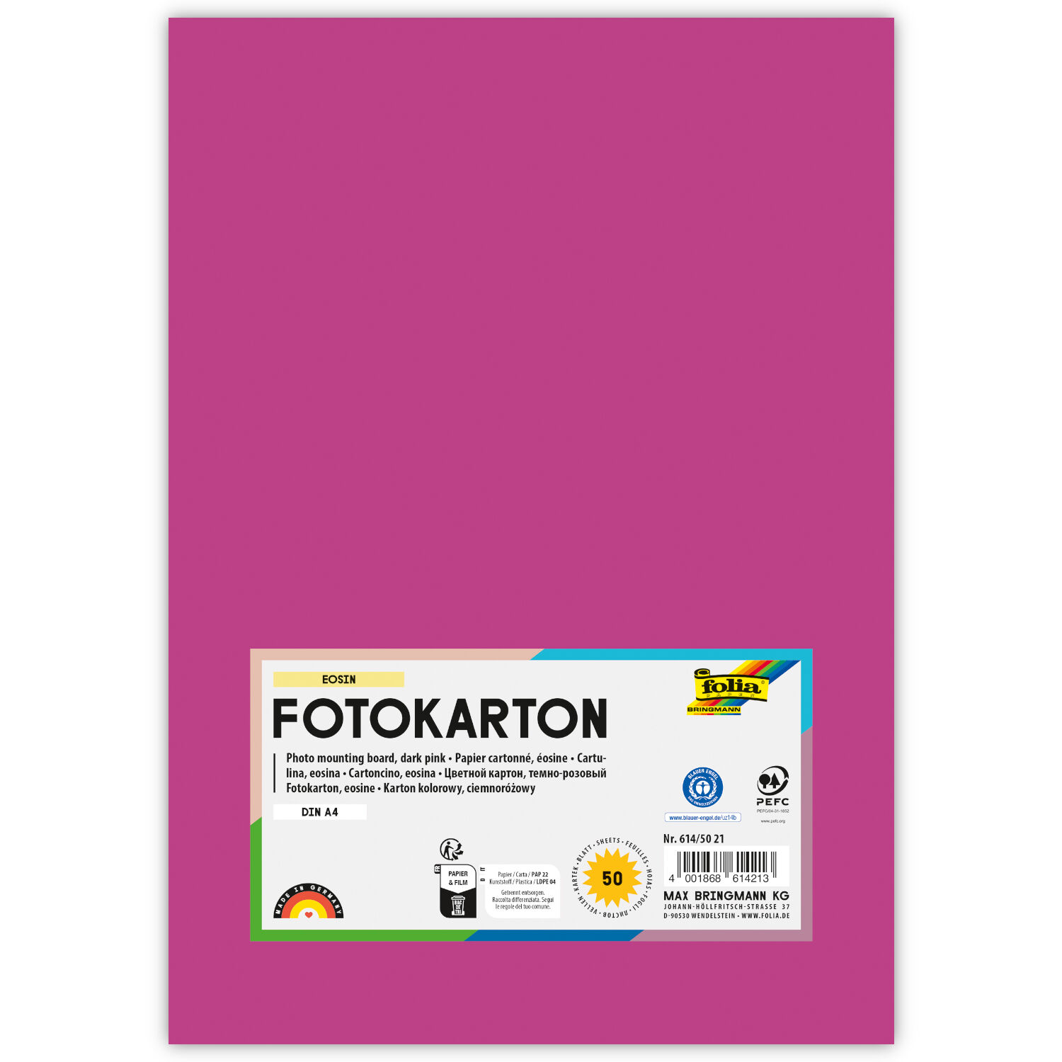 Fotokarton, 50 Bogen, 300 g/qm, DIN A4, Eosin