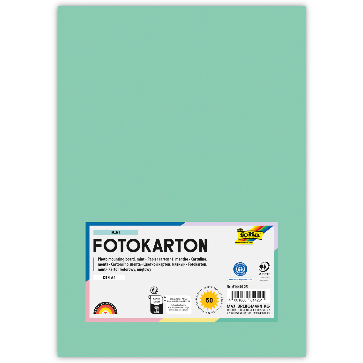 Fotokarton, 50 Bogen, 300 g/qm, DIN A4, Mint