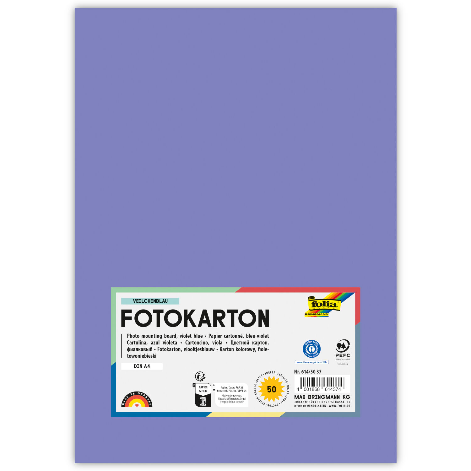 Fotokarton, 50 Bogen, 300 g/qm, DIN A4, Veilchenblau