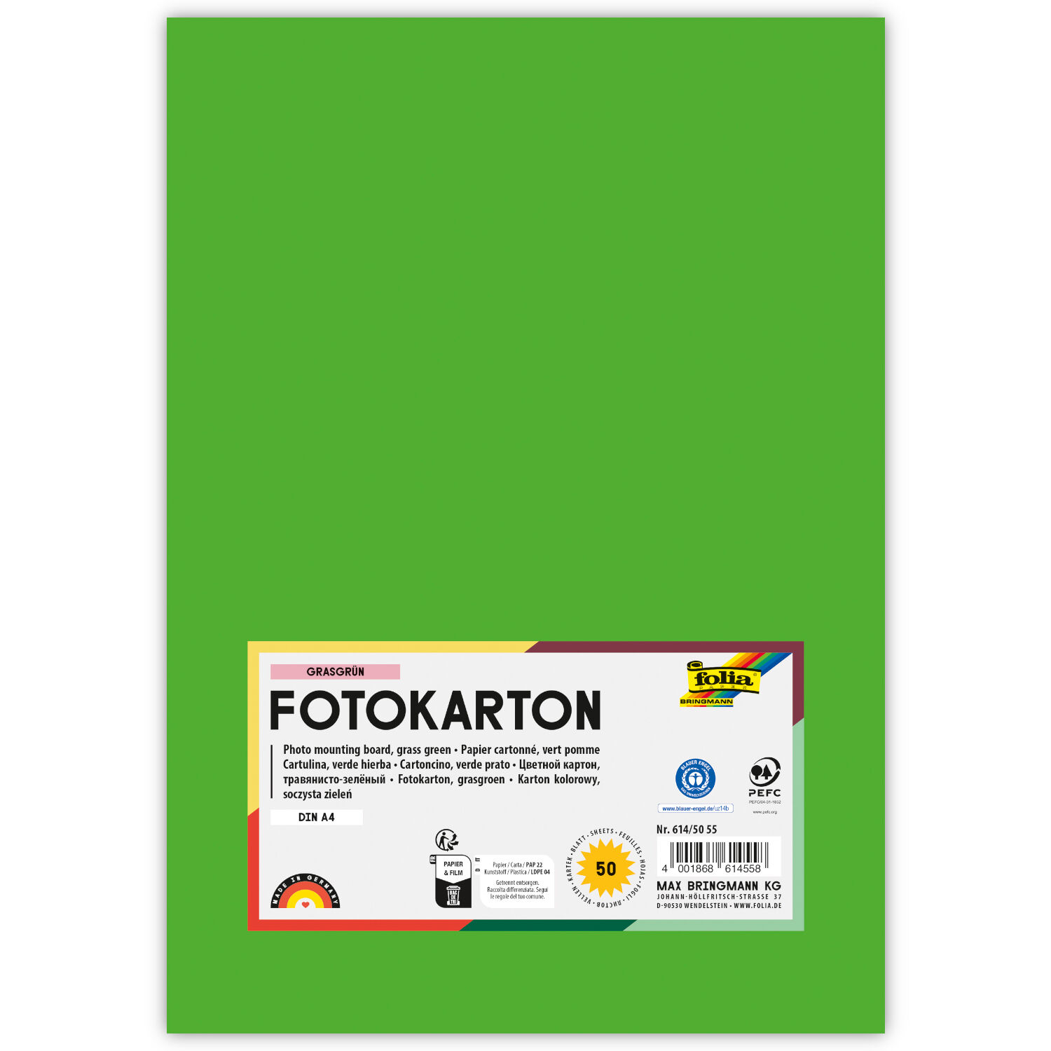 Fotokarton, 50 Bogen, 300 g/qm, DIN A4, Grasgr�n