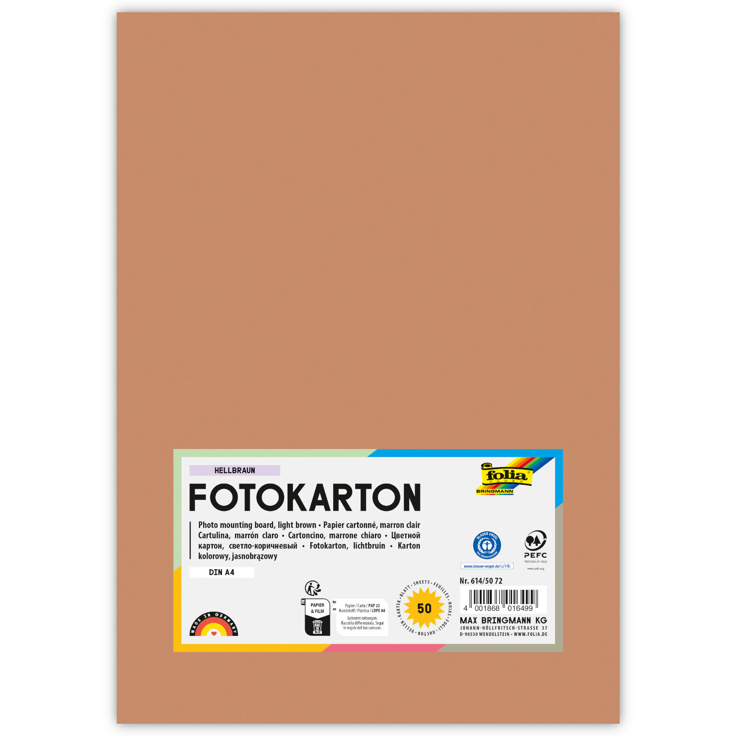 Fotokarton, 50 Bogen, 300 g/qm, DIN A4, Hellbraun