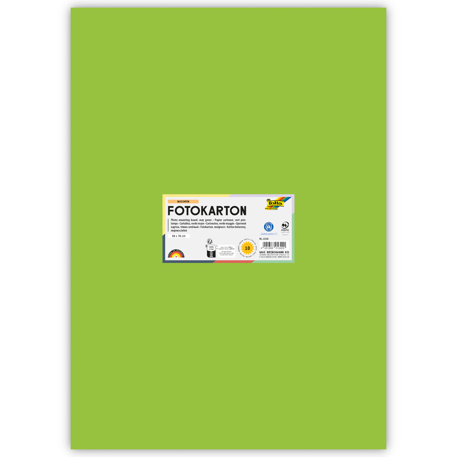 Fotokarton 10 Bogen, 300 g/qm, 50x70 cm, Maigr�n
