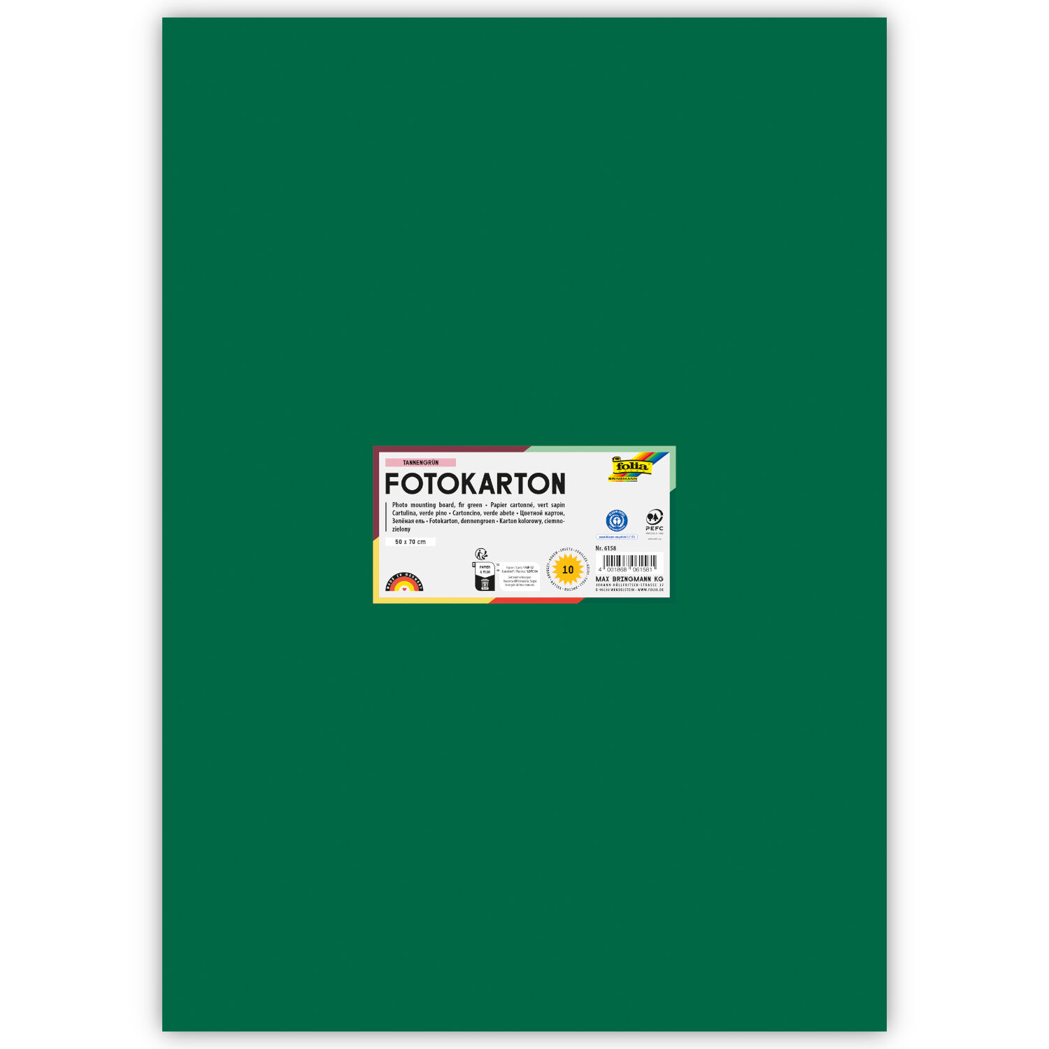 Fotokarton 10 Bogen, 300 g/qm, 50x70 cm, Tannengr�n
