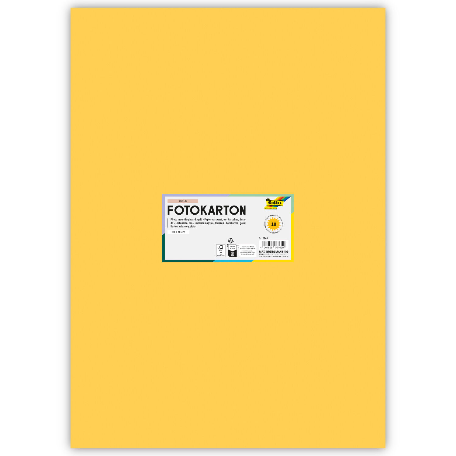 Fotokarton 10 Bogen, 300 g/qm, 50x70 cm, Gold Matt