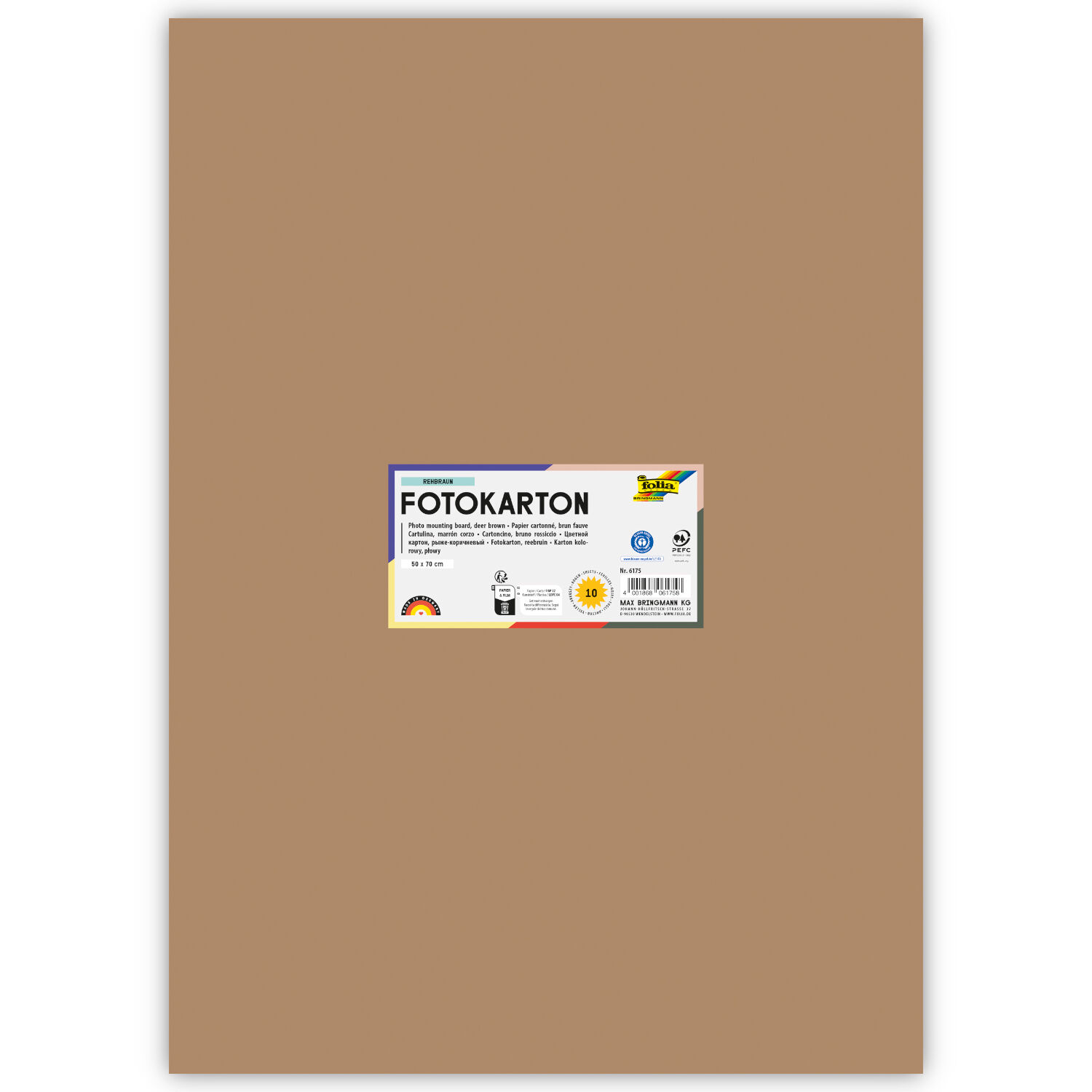 Fotokarton 300g/qm 50x70 cm, Reh-Braun, 1 Bogen