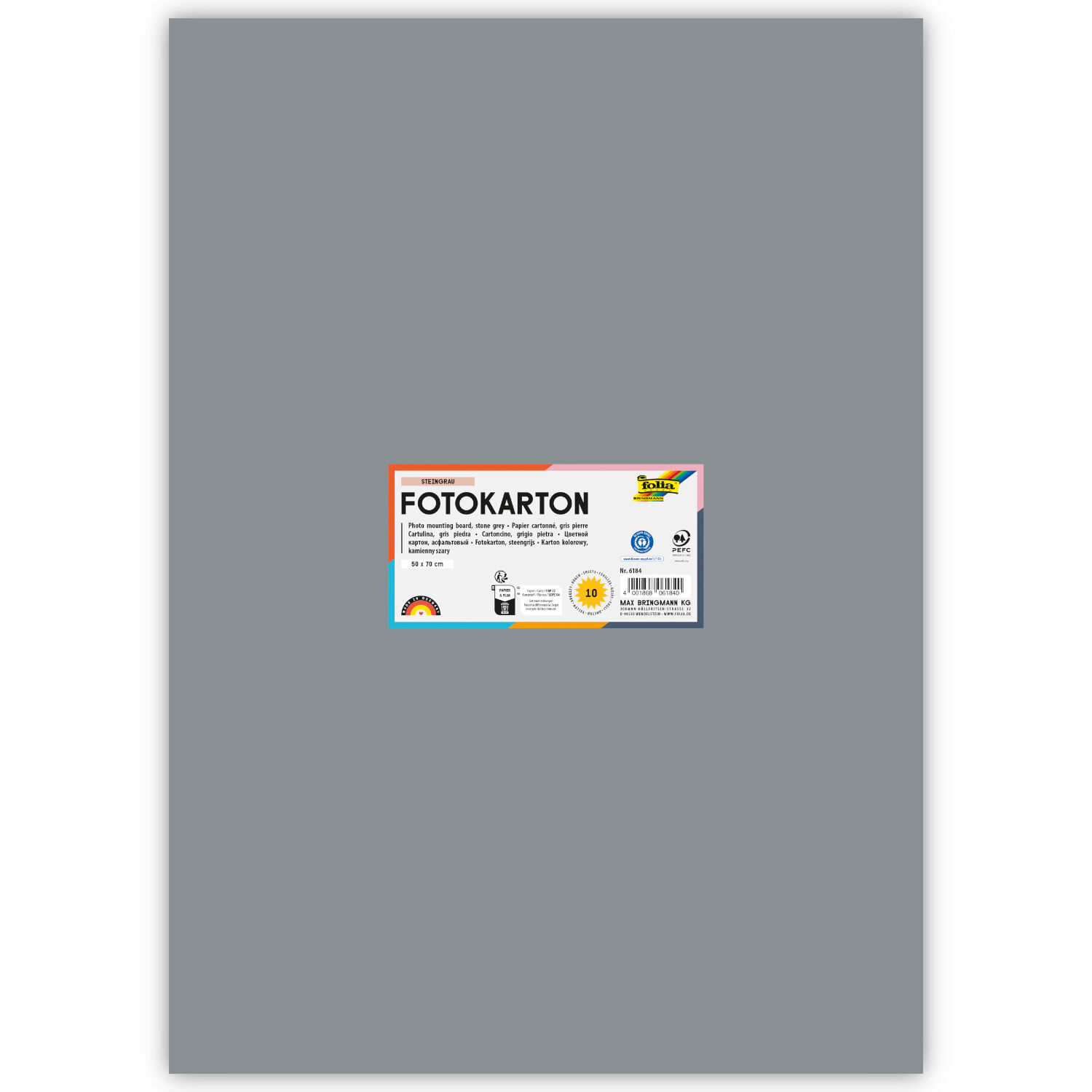 Fotokarton 10 Bogen, 300 g/qm, 50x70 cm, Steingrau