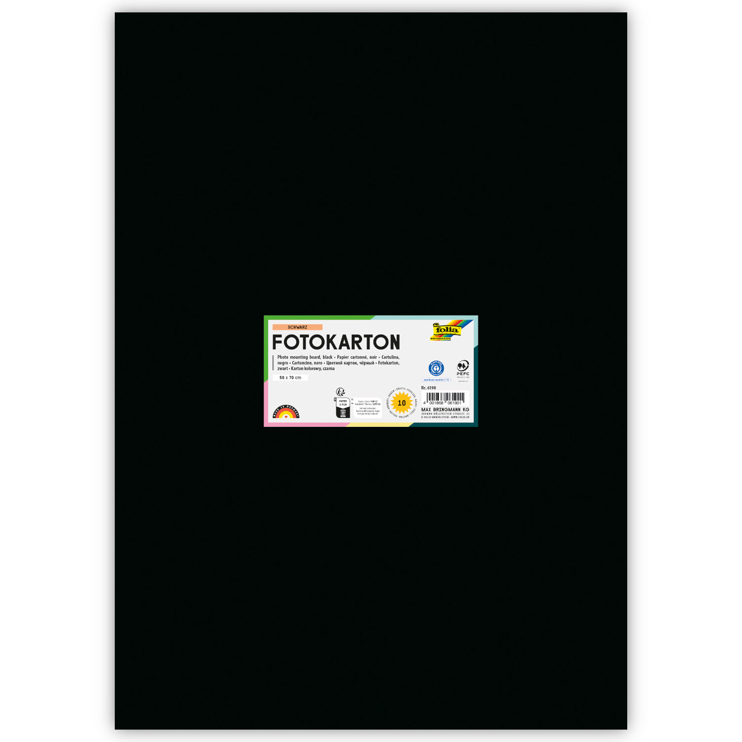 Fotokarton 10 Bogen, 300 g/qm, 50x70 cm, Schwarz