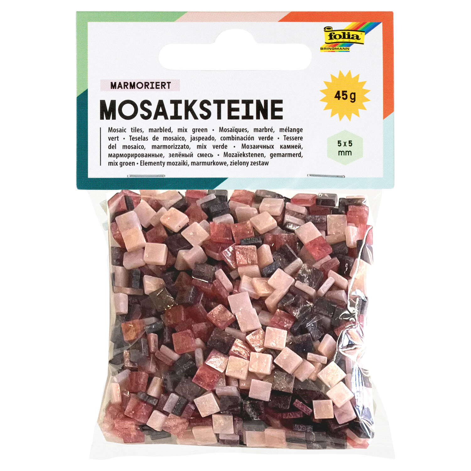 NEU Kunstharz Mosaiksteine Marmoriert, 45g, 5x5mm, 700 St�ck, Rot-Mix