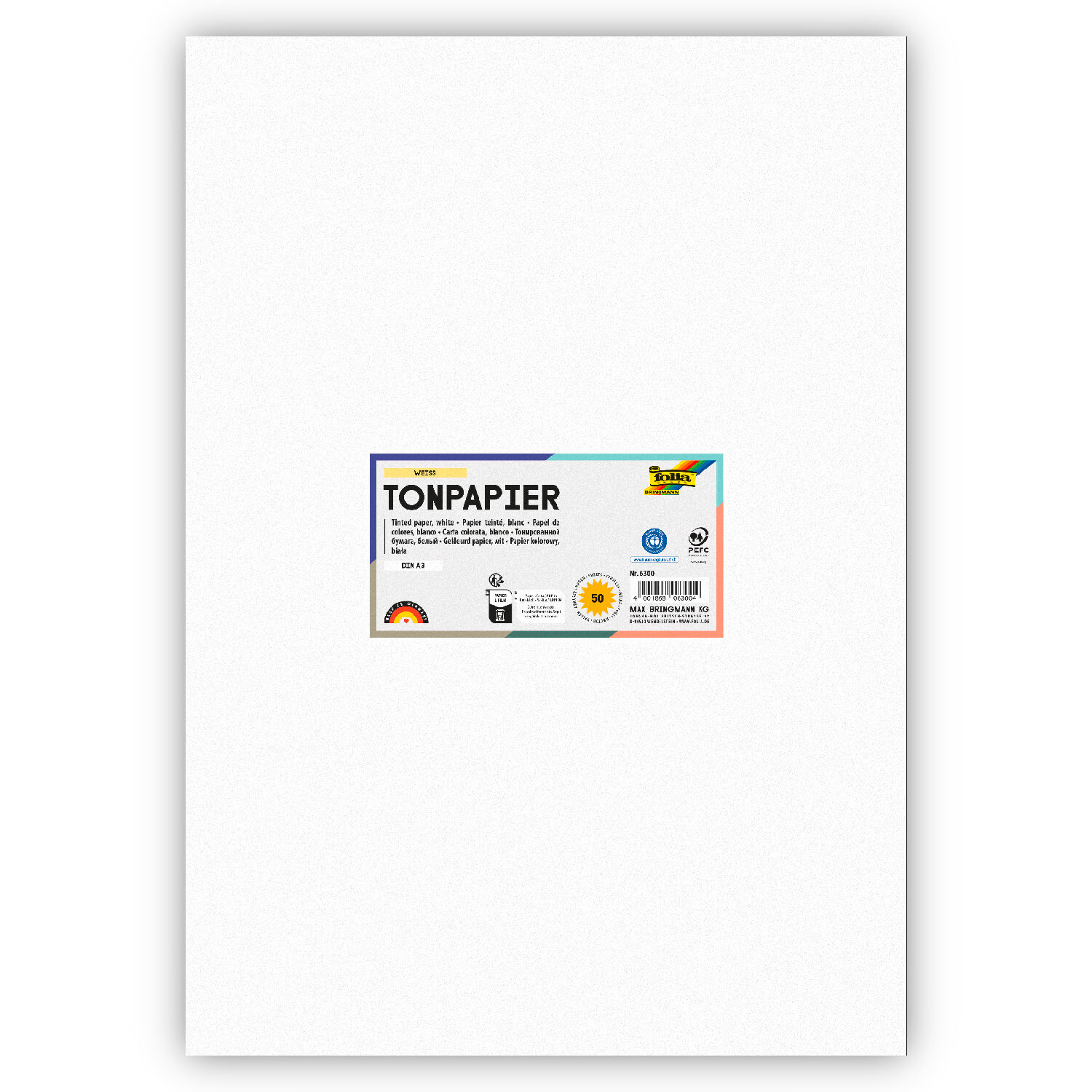Tonpapier 130g/qm, DIN A3, 50er Pack, Wei�