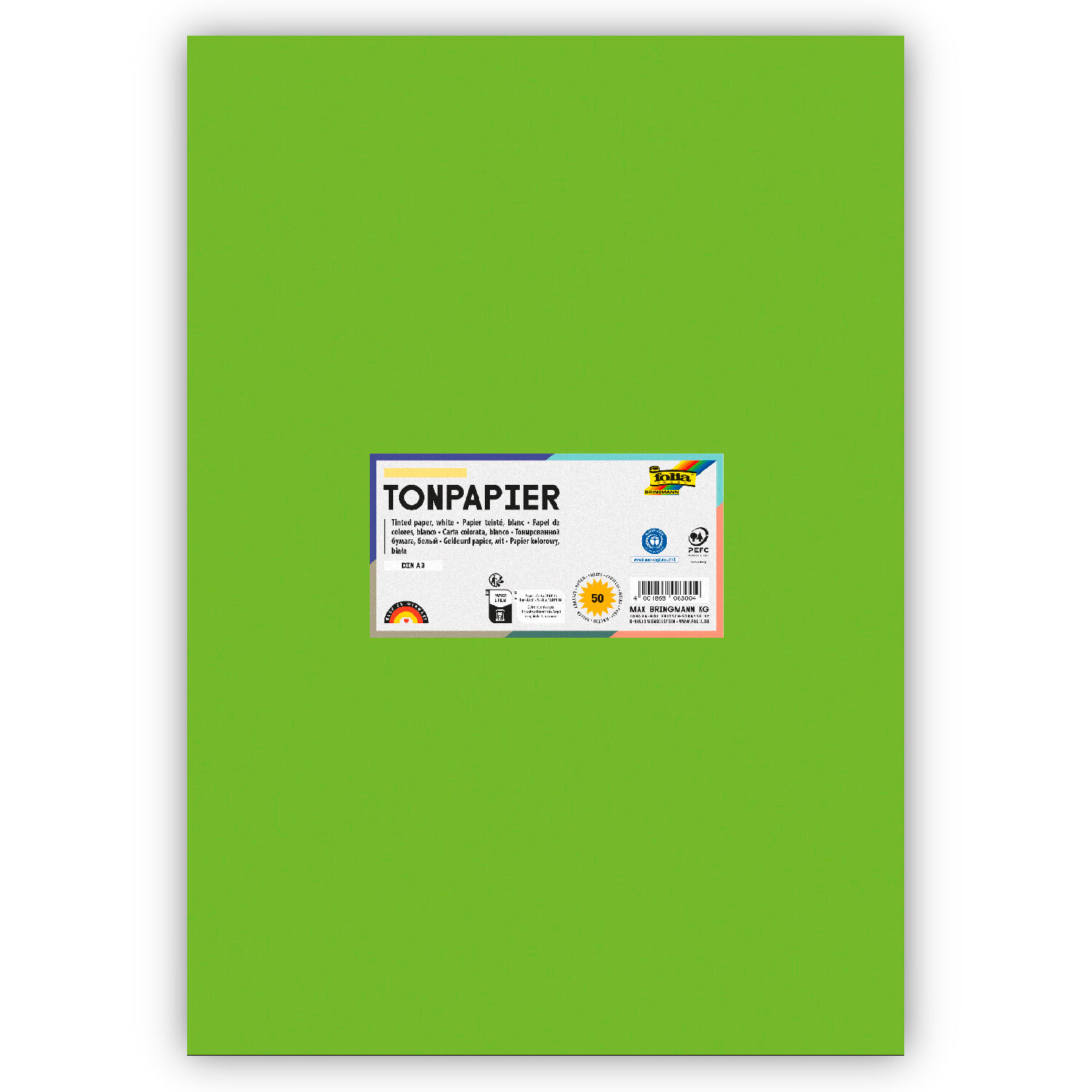 Tonpapier 130g/qm, DIN A3, 50er Pack, Maigr�n