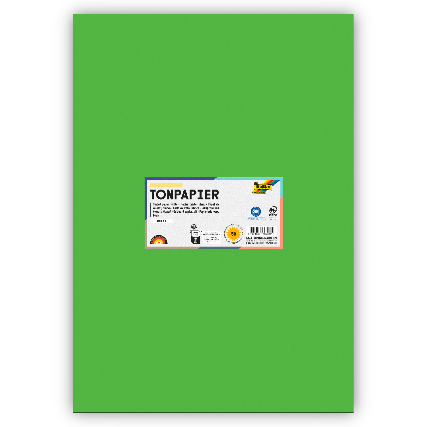 Tonpapier 130g/qm, DIN A3, 50er Pack, Hellgr�n