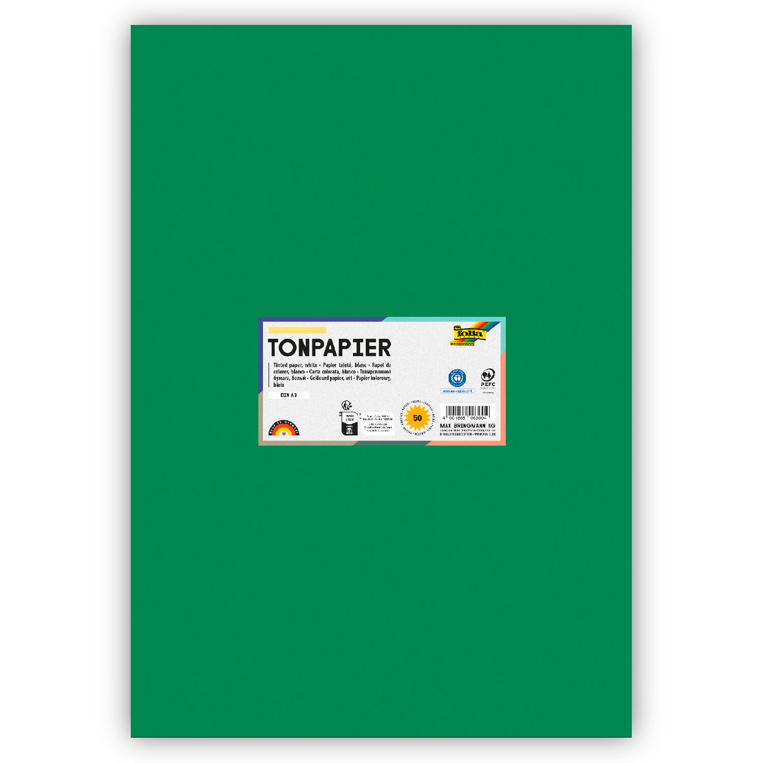 Tonpapier 130g/qm, DIN A3, 50er Pack, Moosgr�n