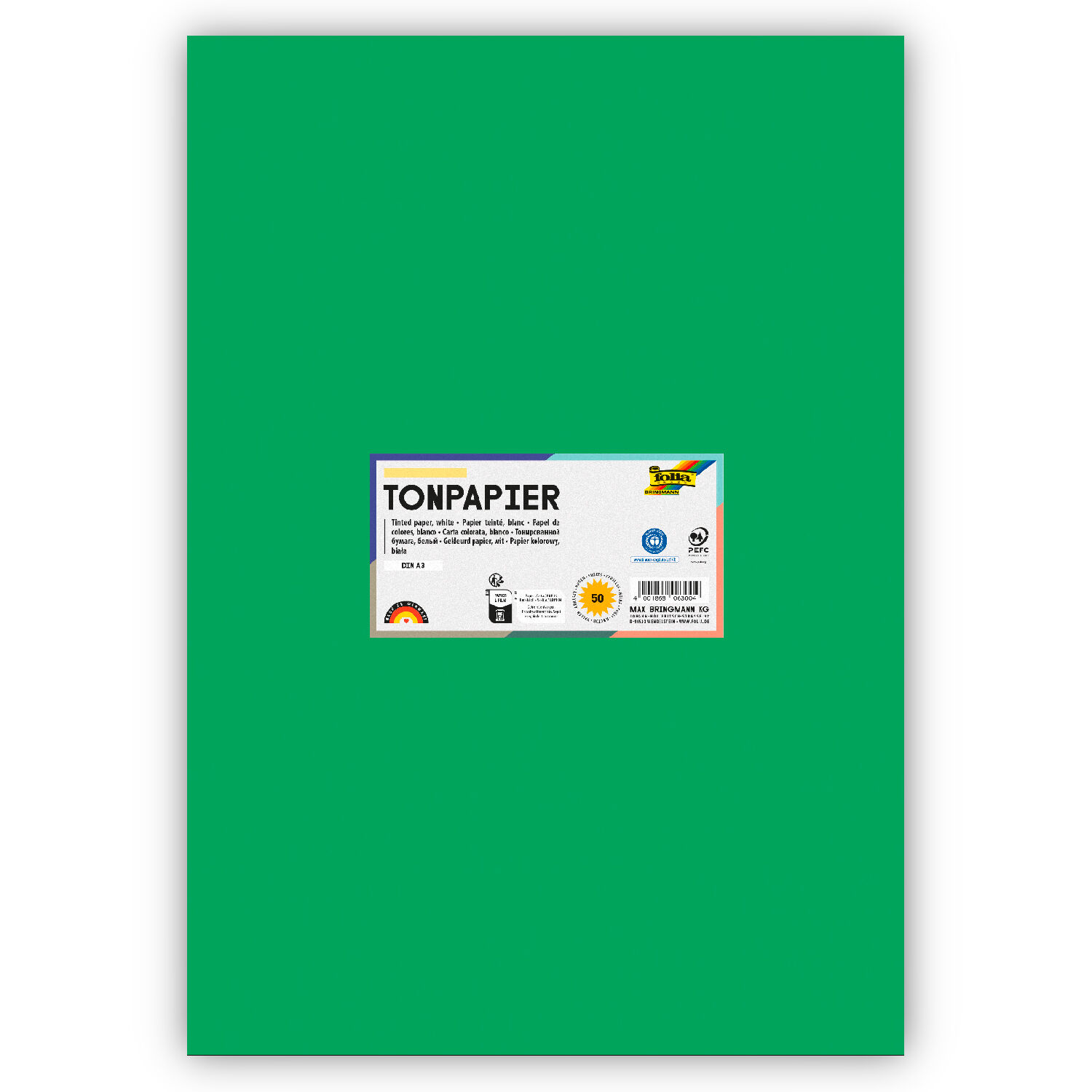 Tonpapier 130g/qm, DIN A3, 50er Pack, Smaragdgr�n