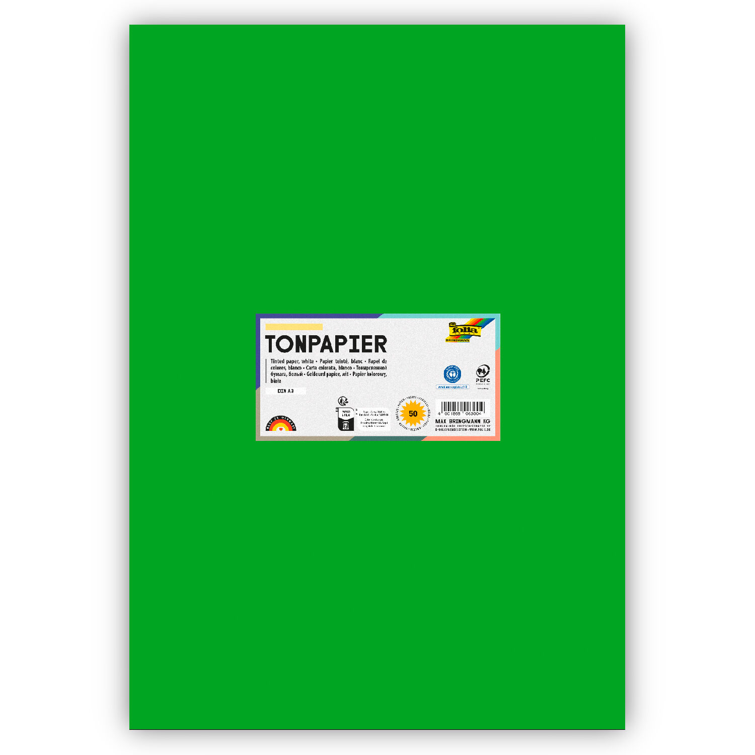 Tonpapier 130g/qm, DIN A3, 50er Pack, Grasgr�n