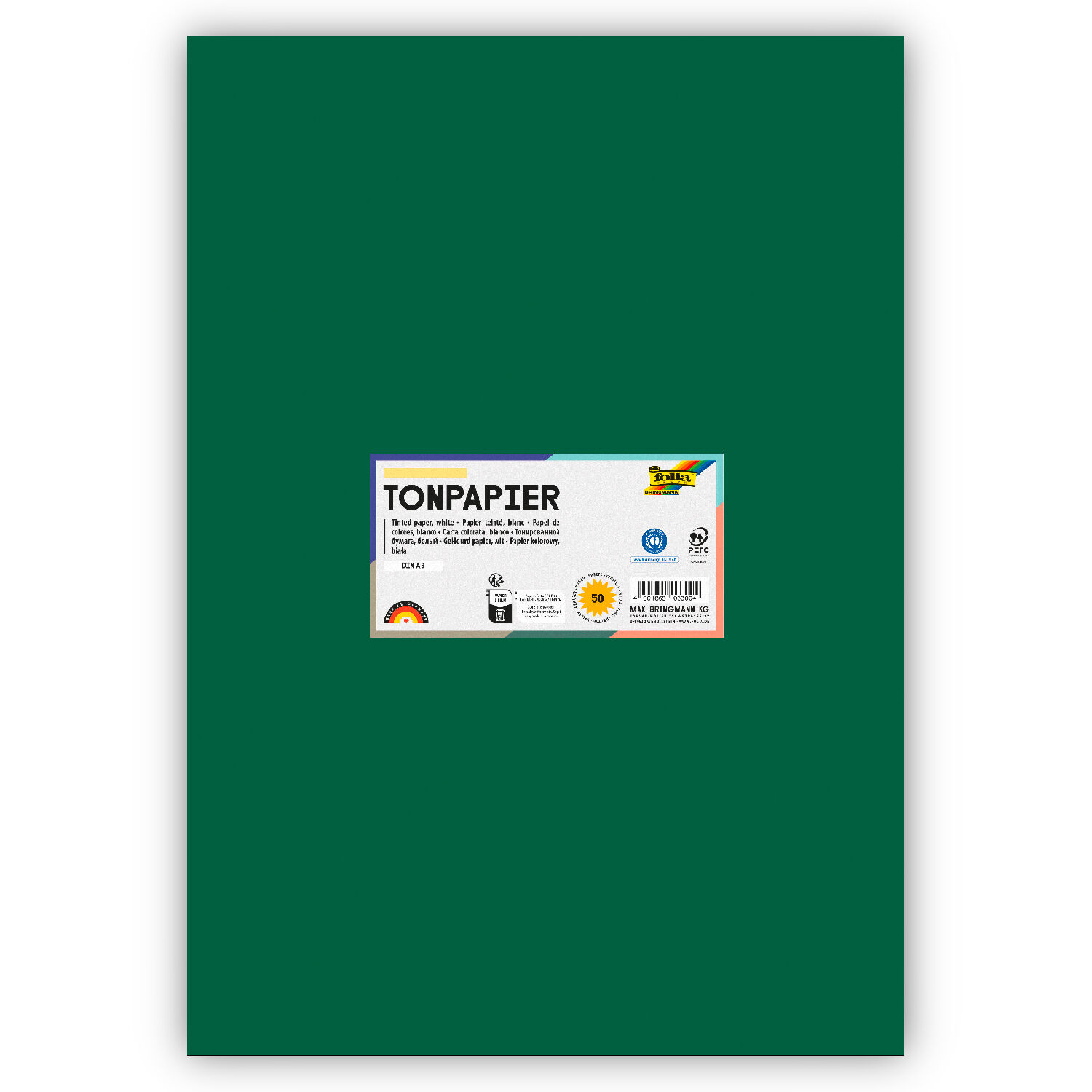 Tonpapier 130g/qm, DIN A3, 50er Pack, Tannengr�n