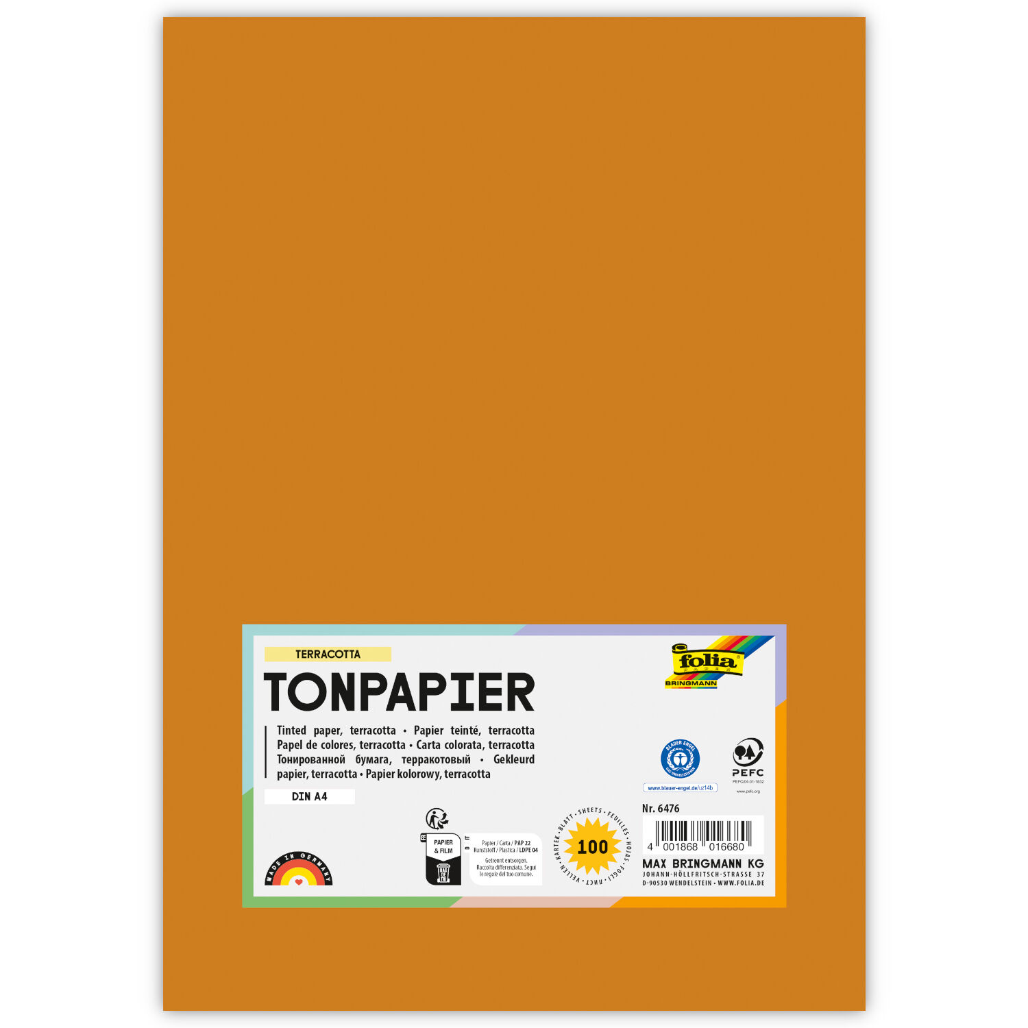 SALE Tonpapier, 100 Bogen, 130 g/qm, DIN A4, Terrakotta