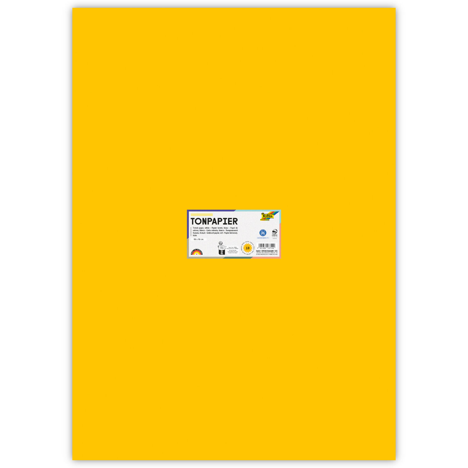 Tonpapier, Einzelbogen, 130 g/qm, 50x70 cm, Goldgelb