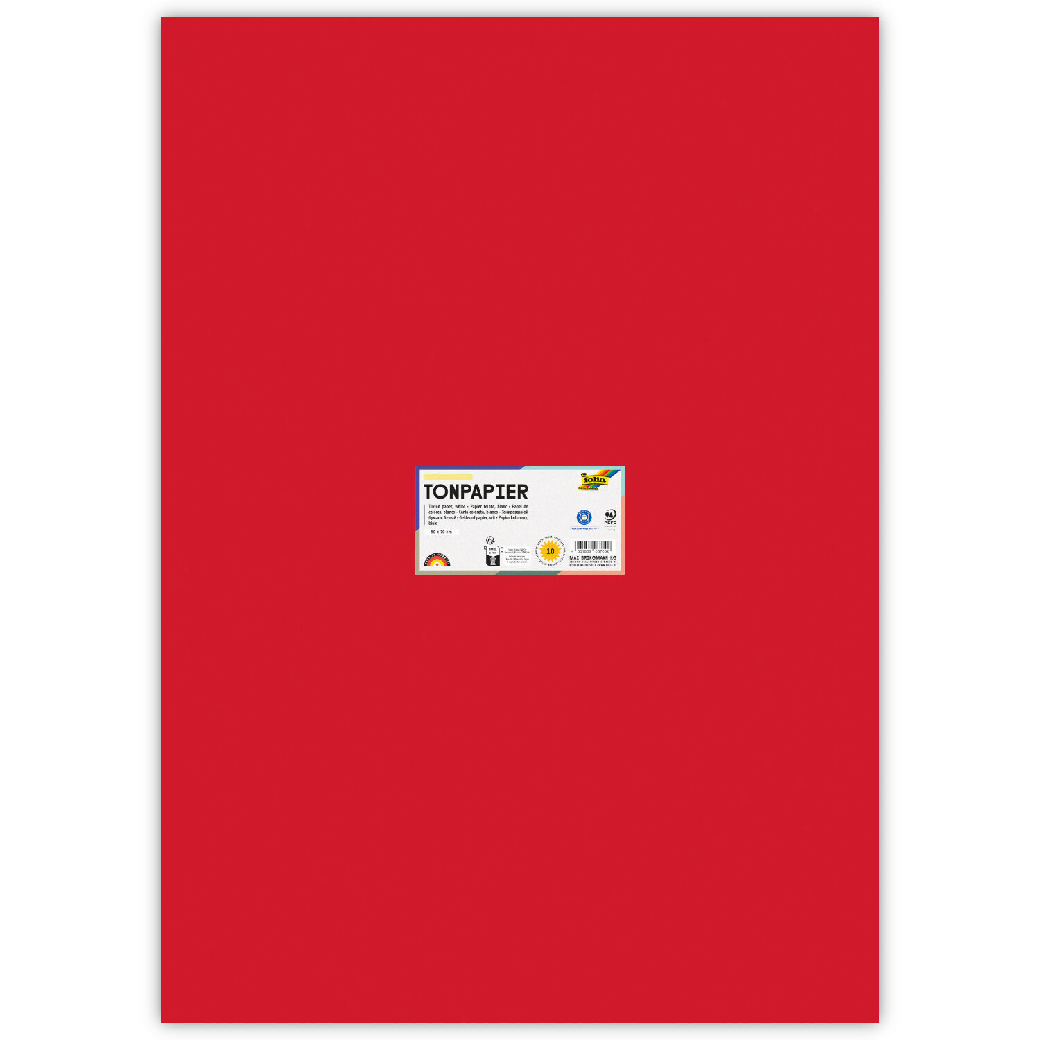 Tonpapier, 10 Bogen, 130 g/qm, 50x70 cm, Hochrot