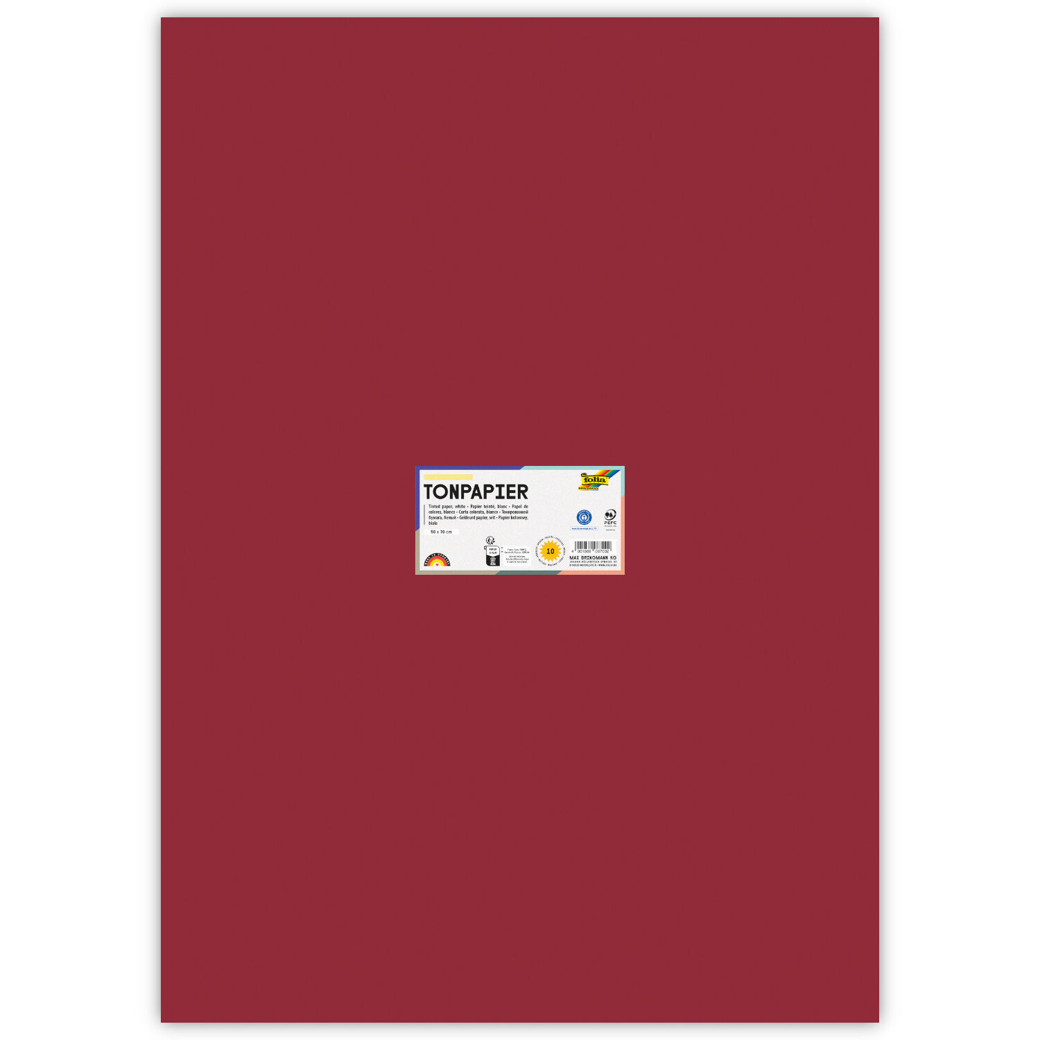 Tonpapier, 10 Bogen, 130 g/qm, 50x70 cm, Dunkelrot