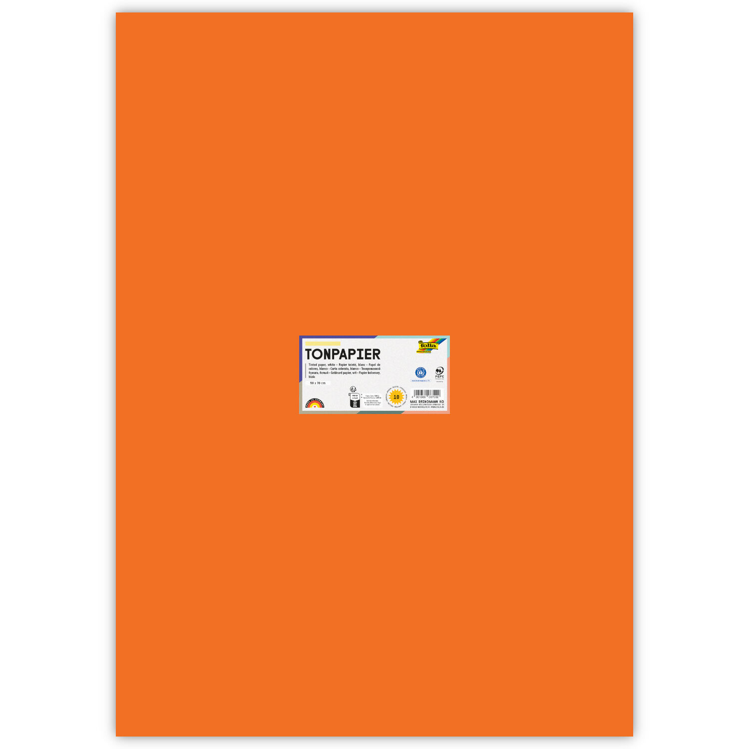 Tonpapier, Einzelbogen, 130 g/qm, 50x70 cm, Hellorange