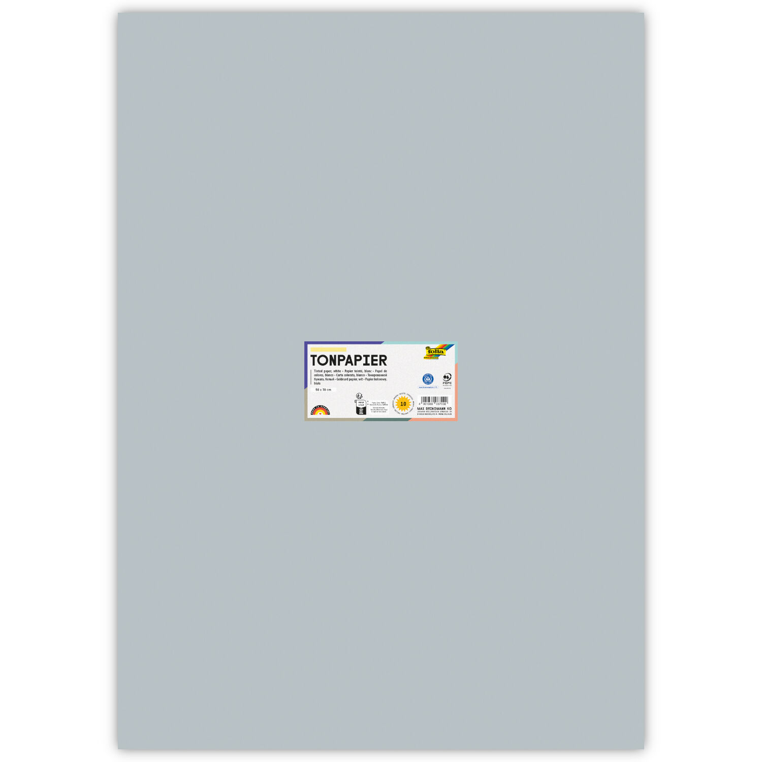 Tonpapier, 10 Bogen, 130 g/qm, 50x70 cm, Silber Matt