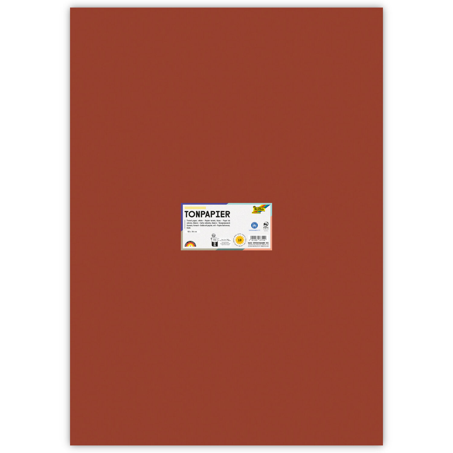 Tonpapier, 10 Bogen, 130 g/qm, 50x70 cm, Rotbraun