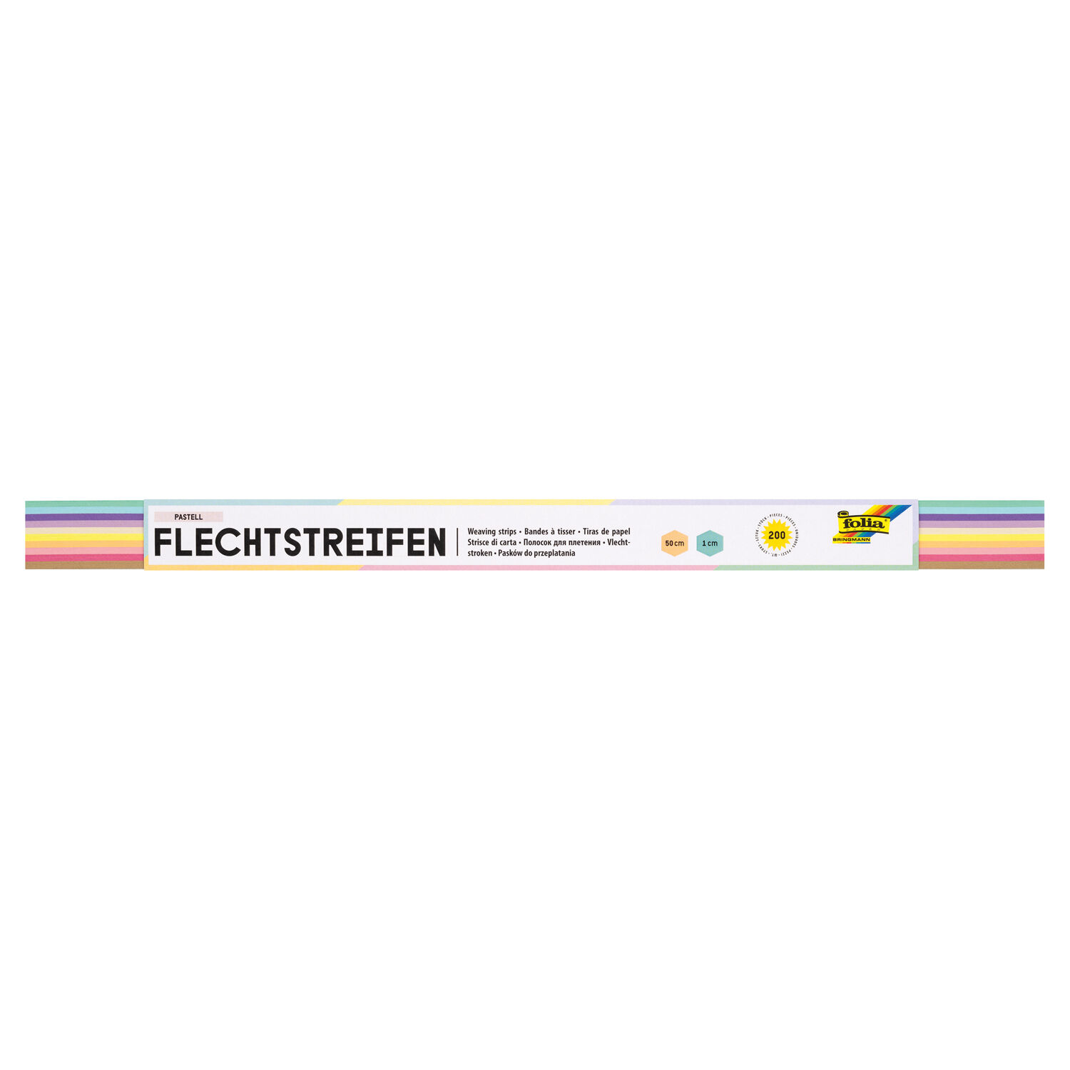 NEU Flechtstreifen Pastell, 200 Streifen farbig sortiert, 130g/m�, 50x 1 cm