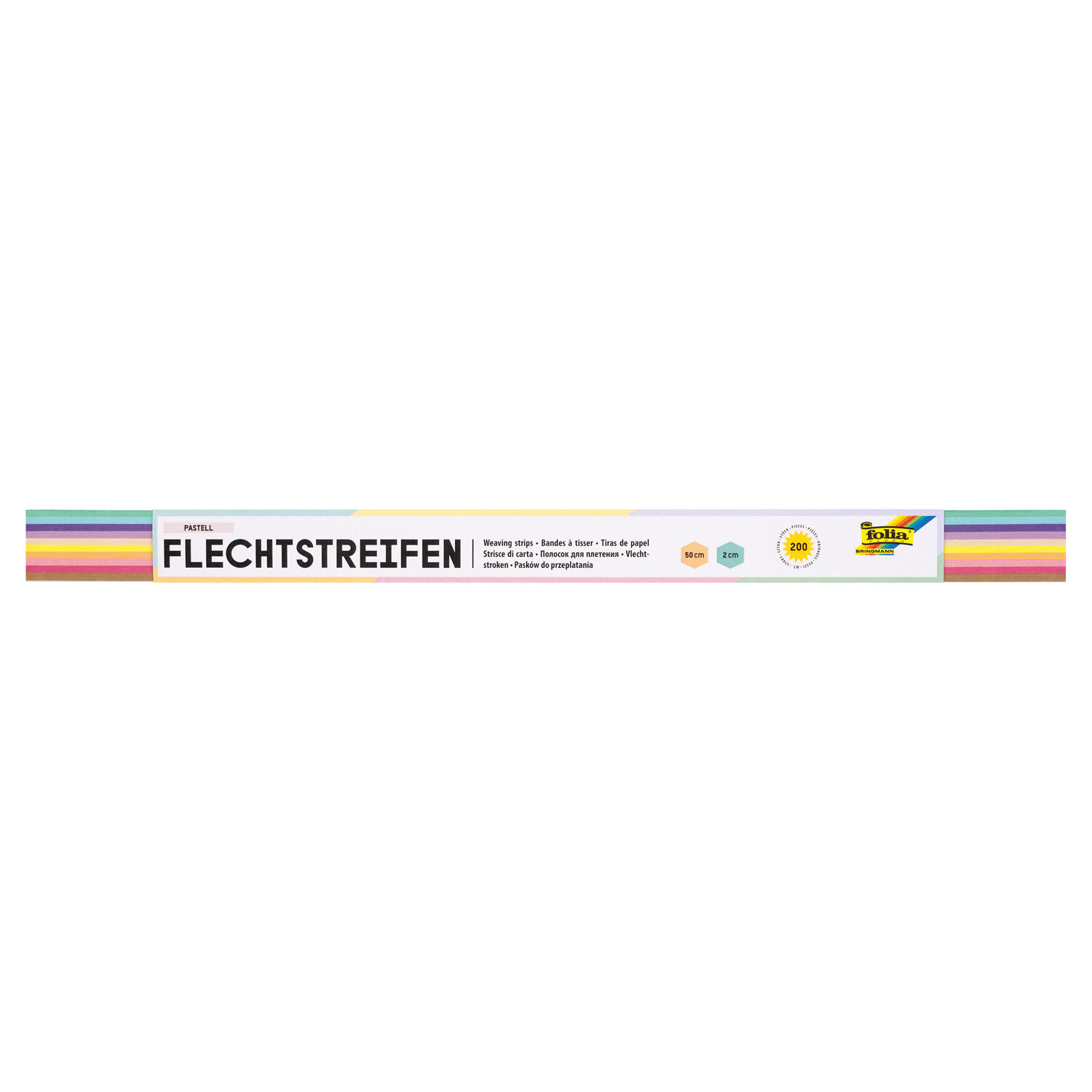 NEU Flechtstreifen Pastell, 200 Streifen farbig sortiert, 130g/m�, 50x 2 cm