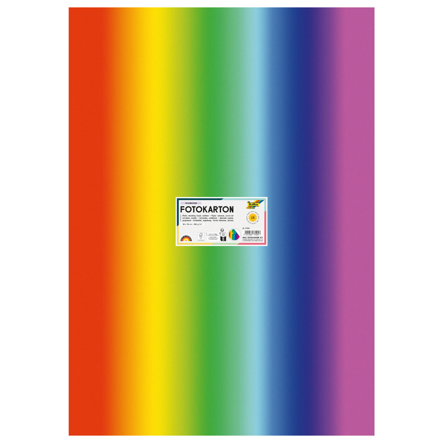 Fotokarton 10 Bogen 50x70 cm, Regenbogen