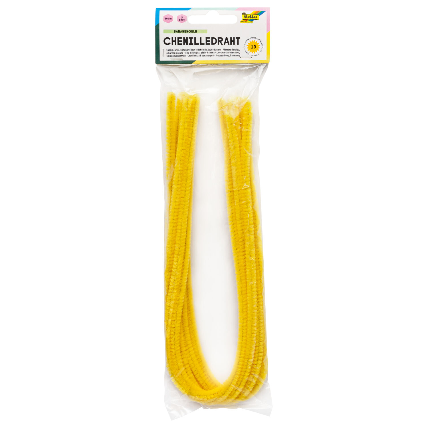 Chenilledraht / Pfeifenputzer / Biegepl�sch 10 Stk. St�rke 8 mm, bananengelb