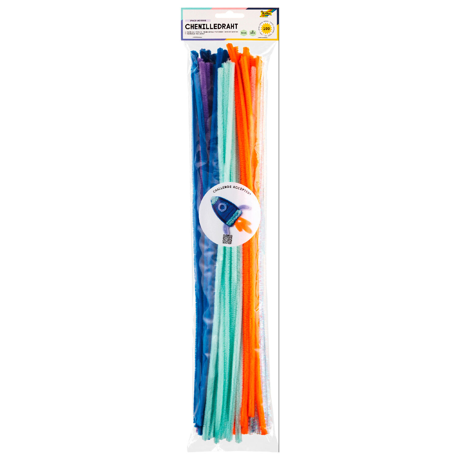 Chenilledraht / Pfeifenputzer / Biegepl�sch Sortiment Space Universe, 50cm, � 8mm, 100 St�ck, farbig sortiert