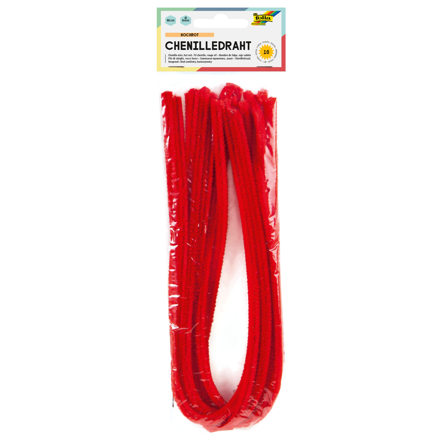 Chenilledraht / Pfeifenputzer / Biegepl�sch 10 Stk. St�rke 8 mm, hochrot
